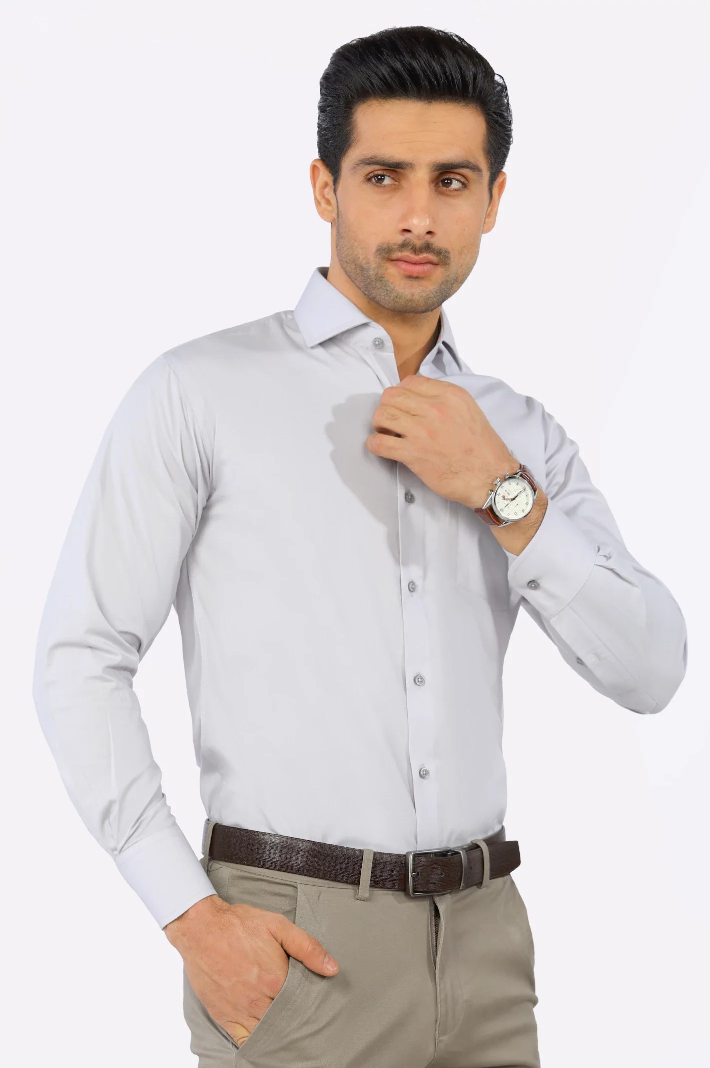 Grey Plain Formal Shirt