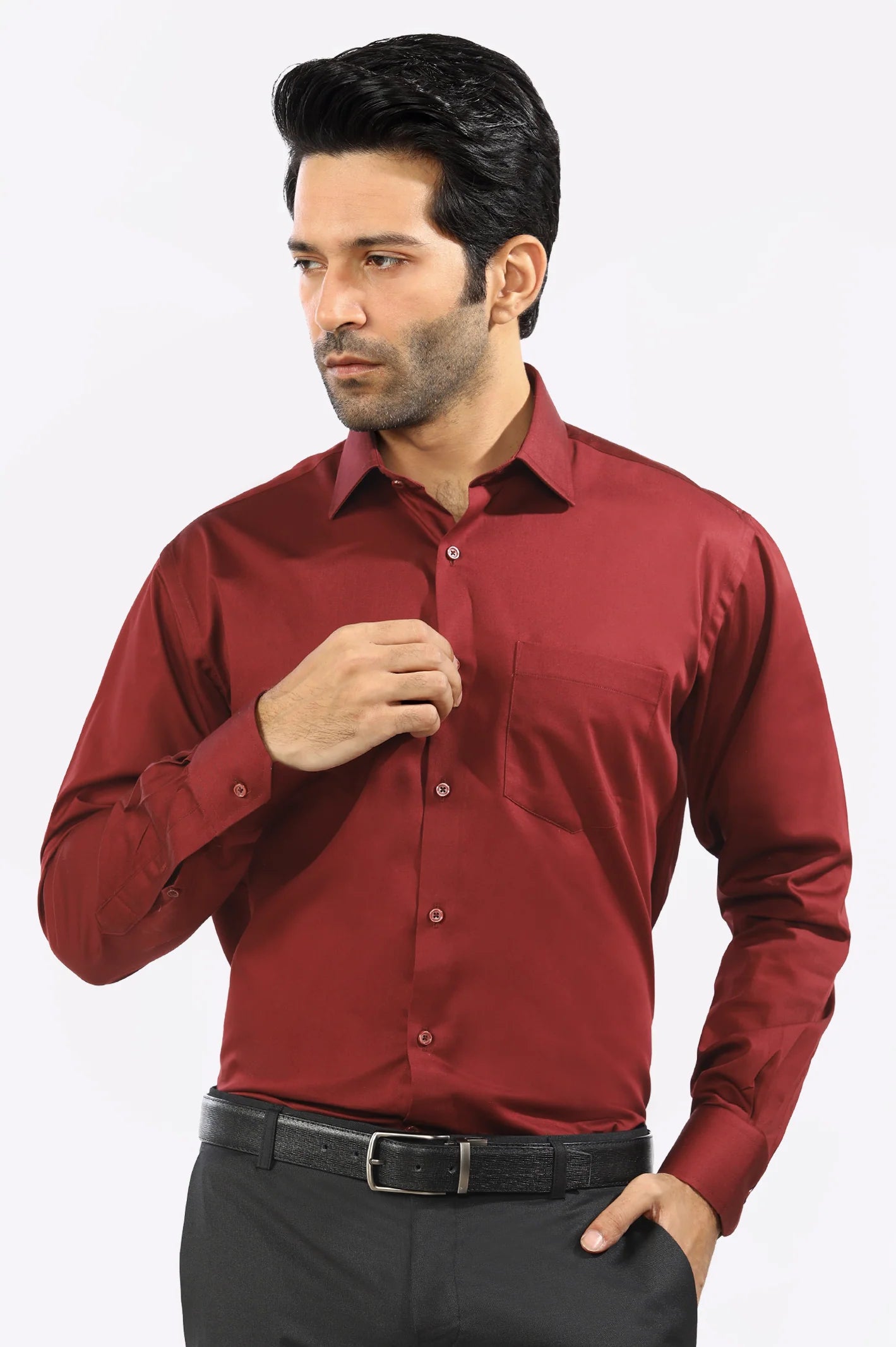 Maroon Plain Formal Shirt From Diners