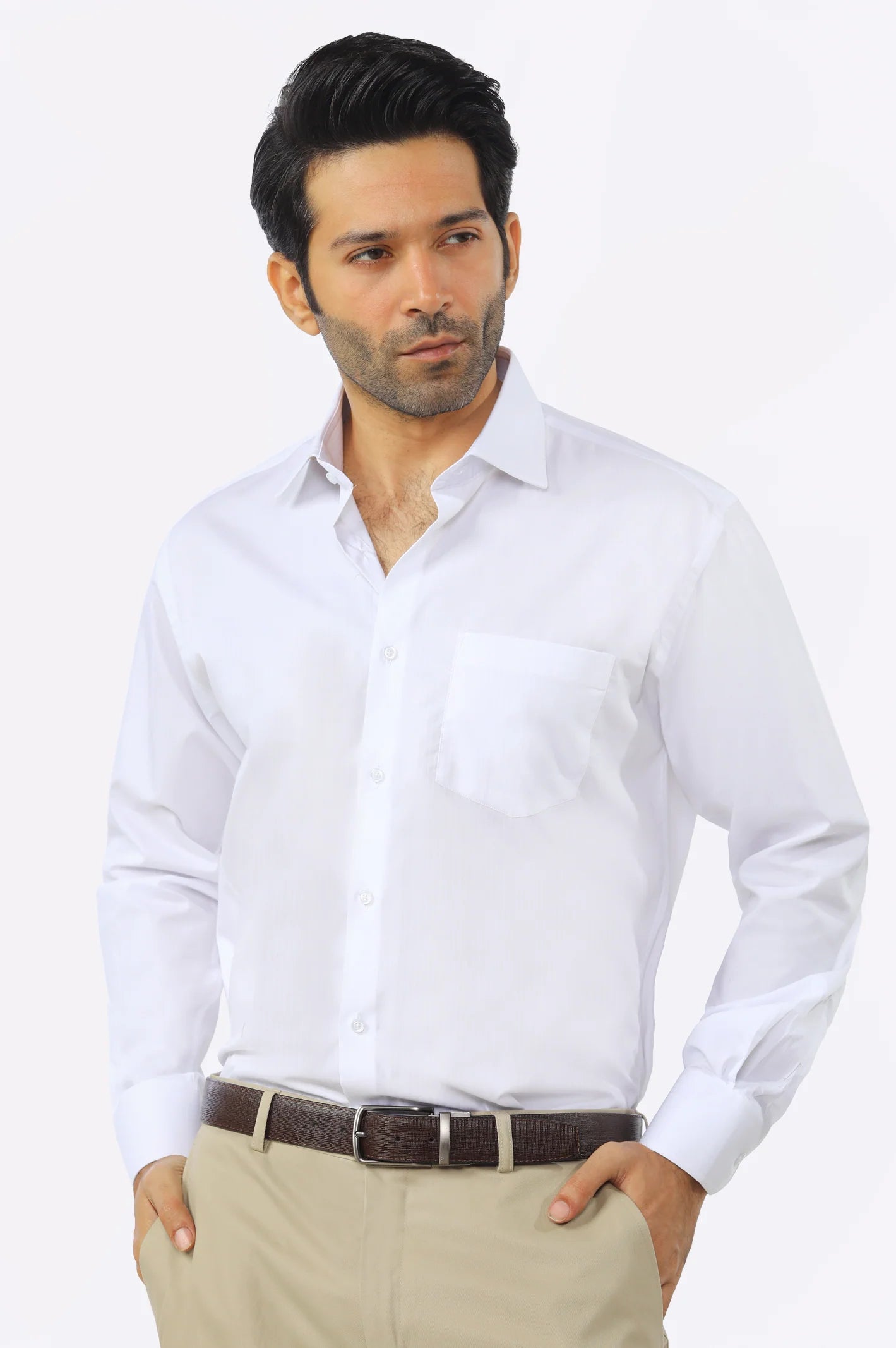 White Textured Formal Shirt From Diners