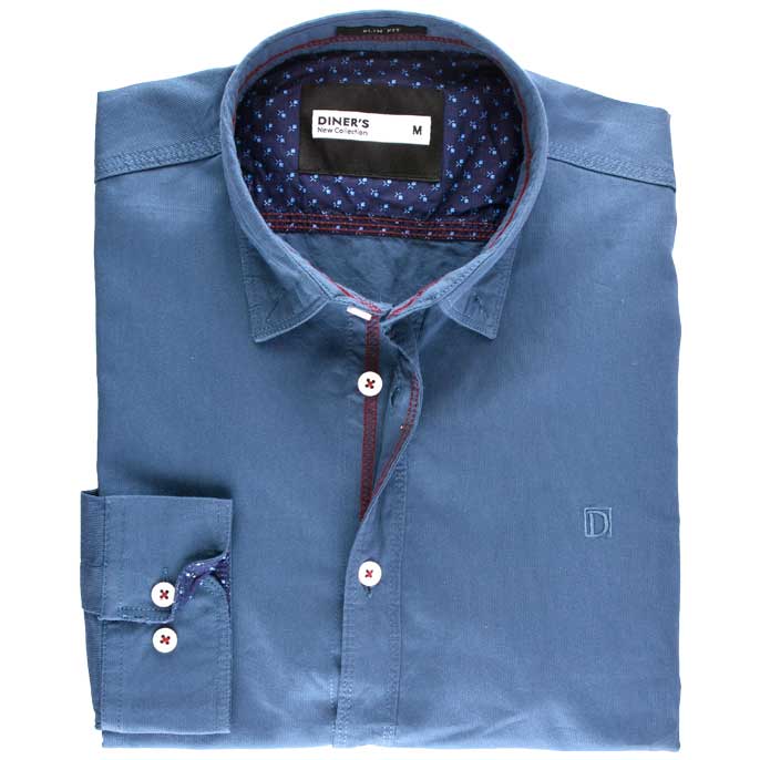 Casual Shirt in D-Blue Color SKU: AG18063-D-BLUE - Diners