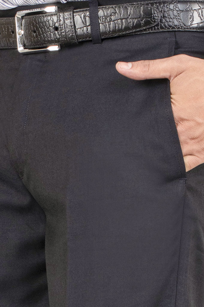 Dark Grey Wash & Wear Regular Fit Trouser