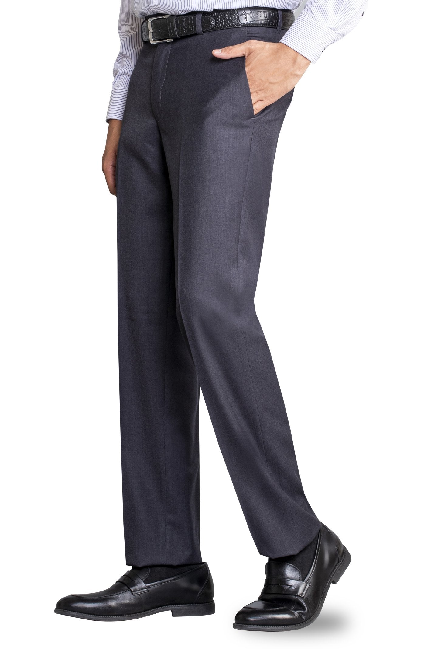 Grey Wash & Wear Regular Fit Trouser