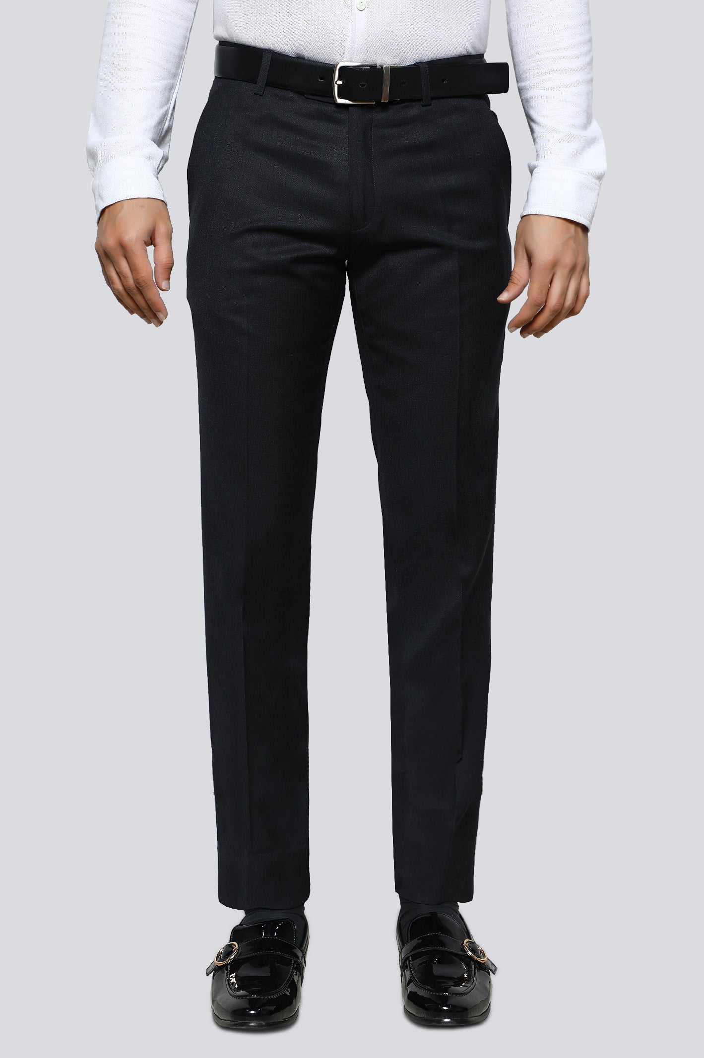 Dark Grey Cotton Slim Fit Trouser