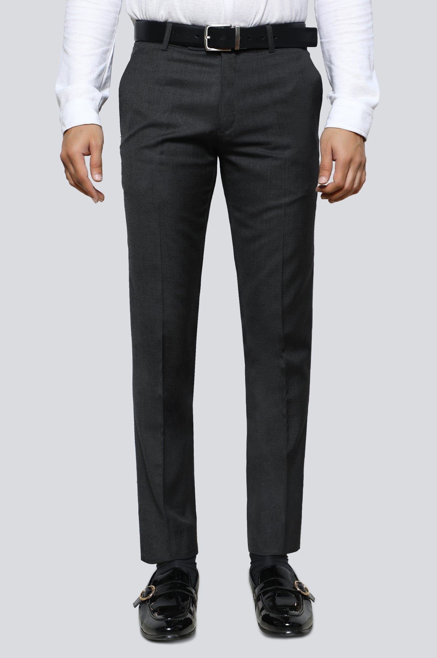 Grey Cotton Slim Fit Trouser