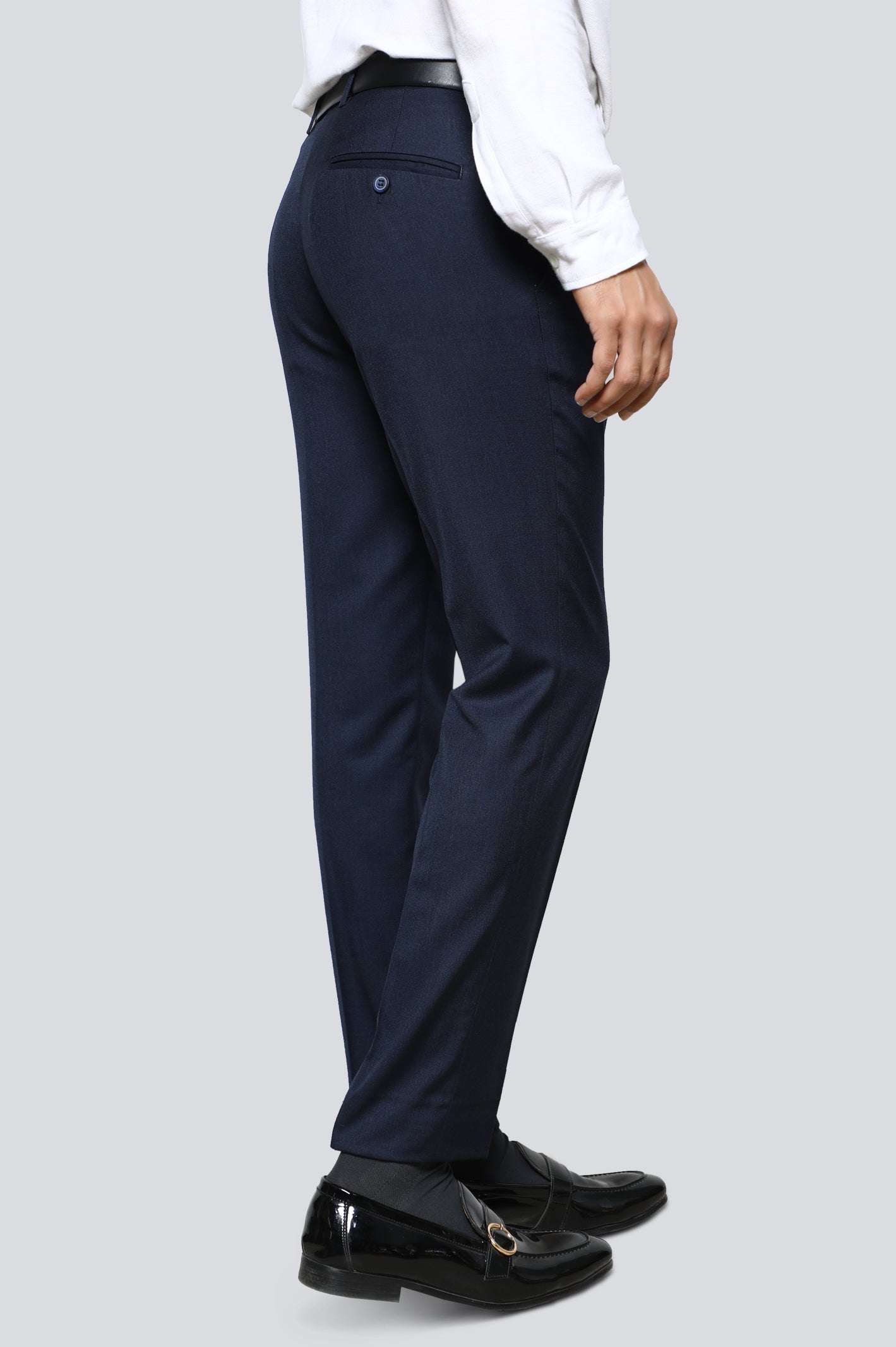 Navy Blue Cotton Slim Fit Trouser