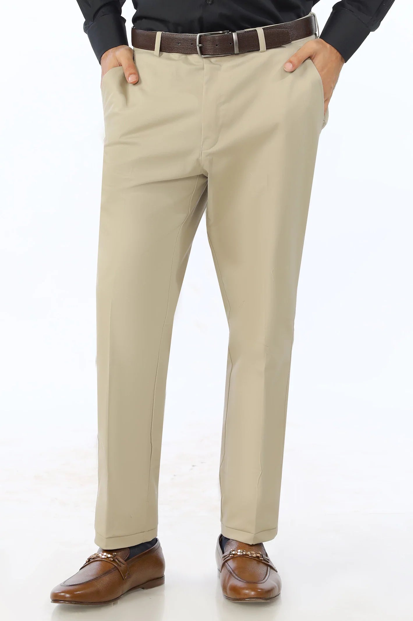 Khaki Formal Cotton Trouser From Diners