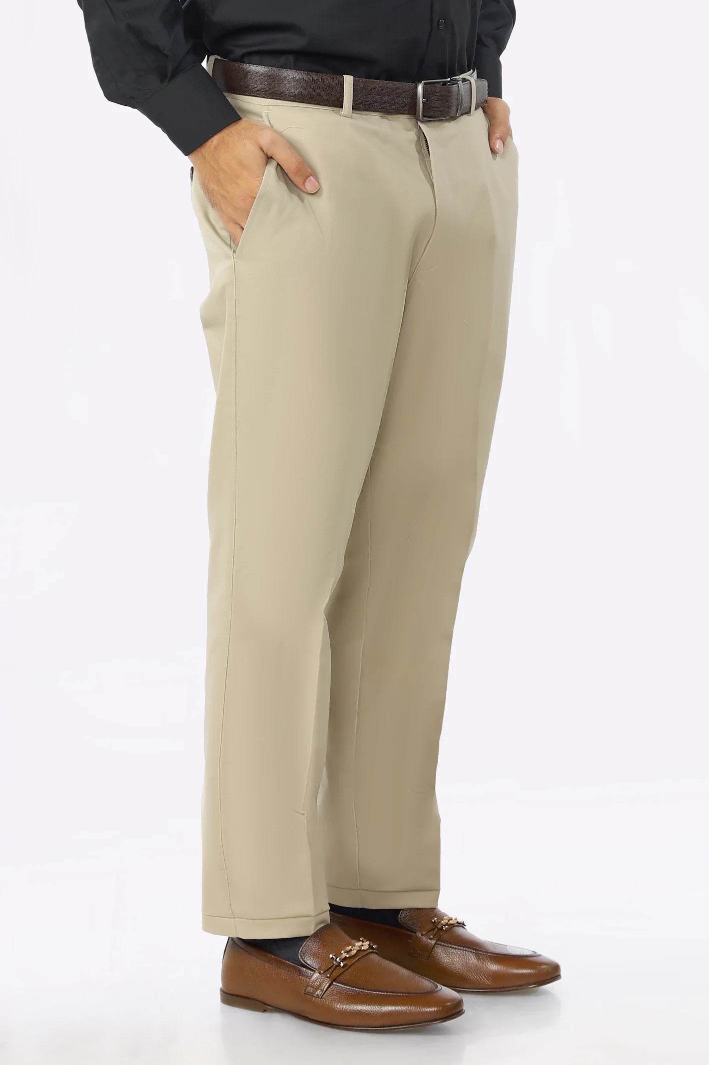 Khaki Formal Cotton Trouser From Diners
