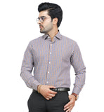 Men's Luxury Checkered Cotton Shirt - AD19506-Brown
