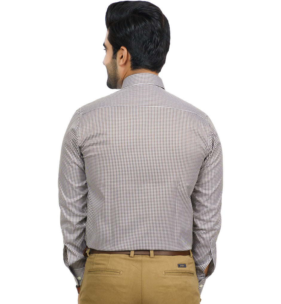 Men's Formal Button Down Shirt - AH19326-Brown