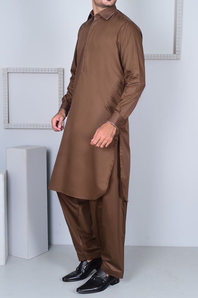 Formal Shalwar Suit for Man EG2602-BROWN - Diners