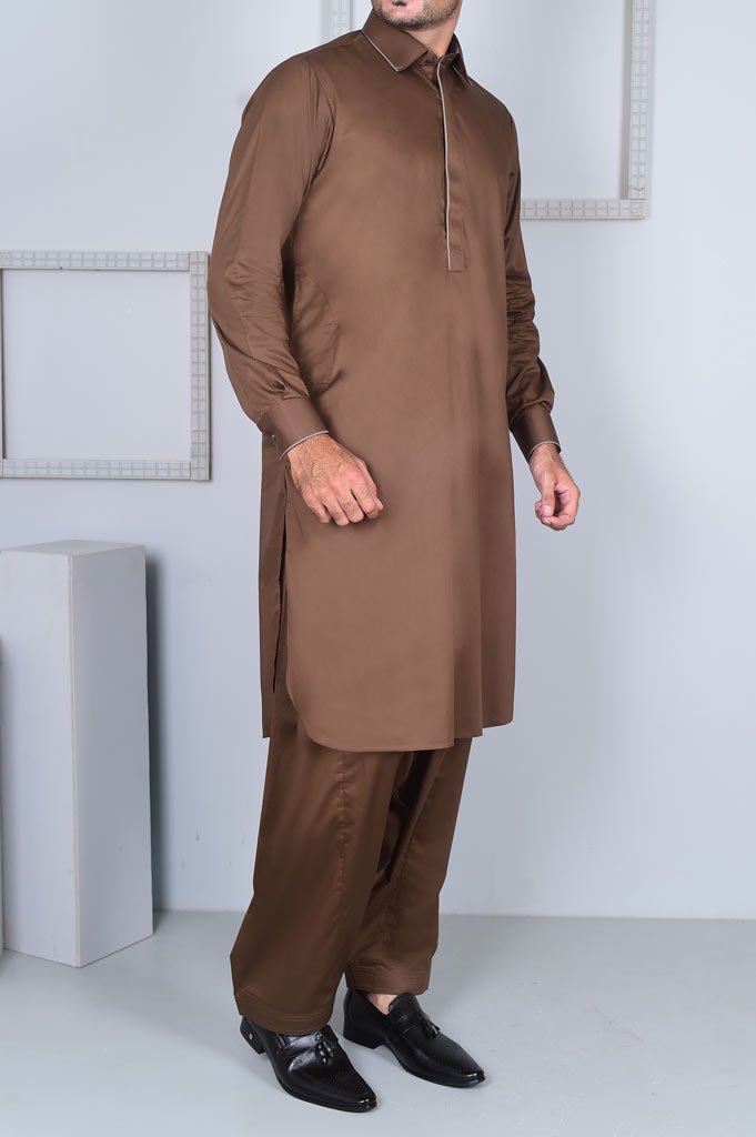 Formal Shalwar Suit for Man EG2602-BROWN - Diners