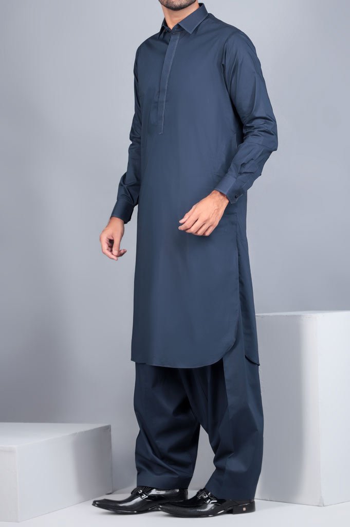 Formal Shalwar Suit for Man (EG2601-N-BLUE) - Diners