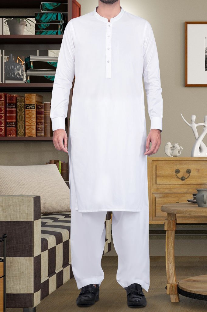 Formal Shalwar Suit for Man (EG2603-WHITE) - Diners