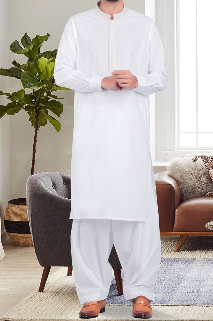 Formal Shalwar Suit for Man (EG2611-WHITE) - Diners