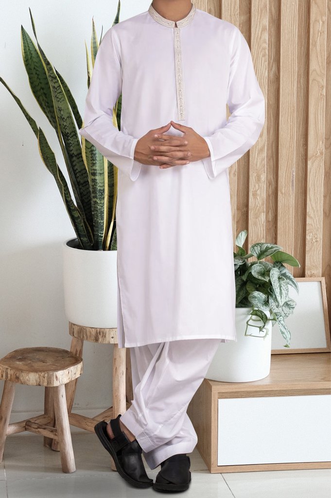 Formal Shalwar Suit for Man SKU: EG2733-White - Diners