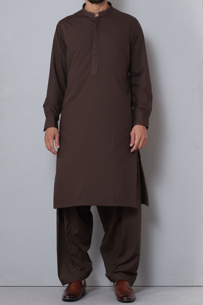 Formal Shalwar Suit for Man SKU: EG2743-Brown - Diners