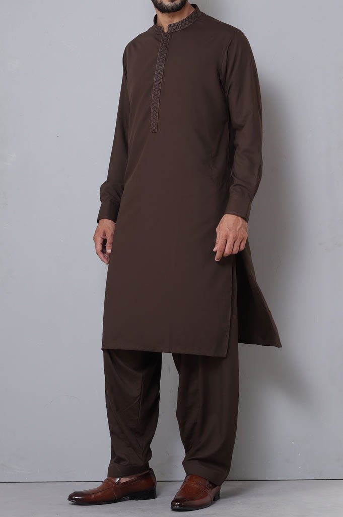 Formal Shalwar Suit for Man SKU: EG2743-Brown - Diners