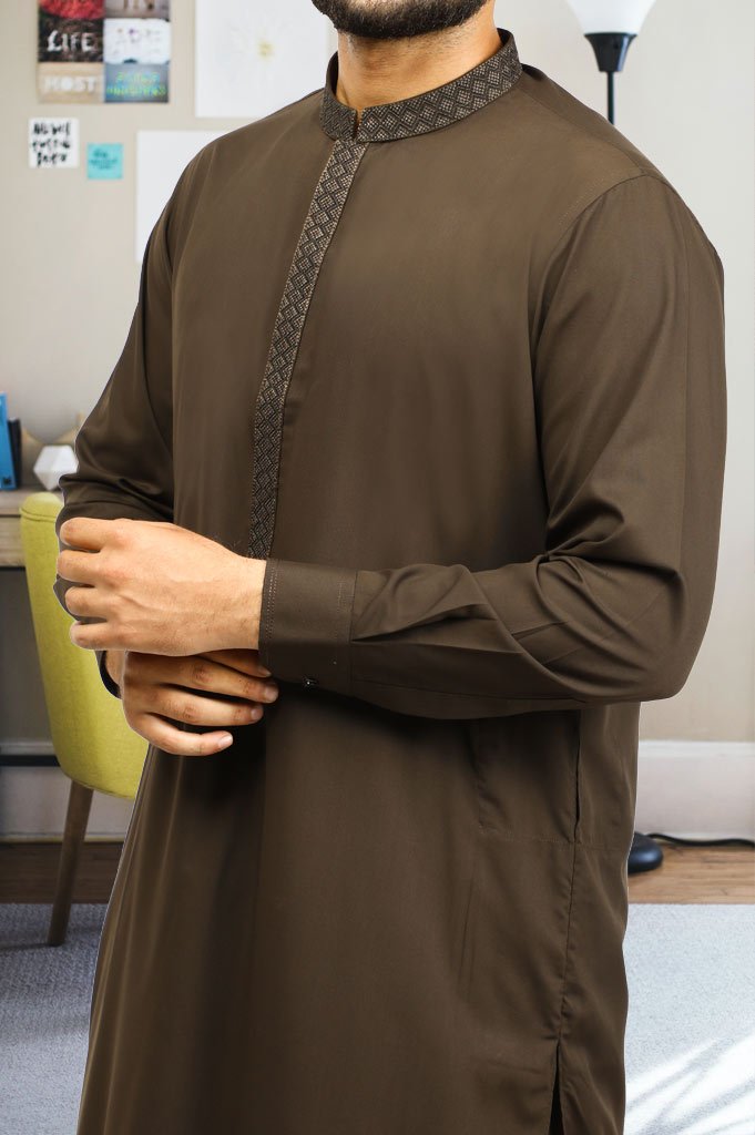 Formal Shalwar Suit for Men SKU: EG2743-L-Brown - Diners