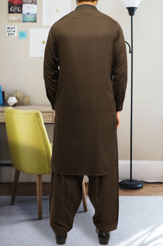 Formal Shalwar Suit for Men SKU: EG2743-L-Brown - Diners