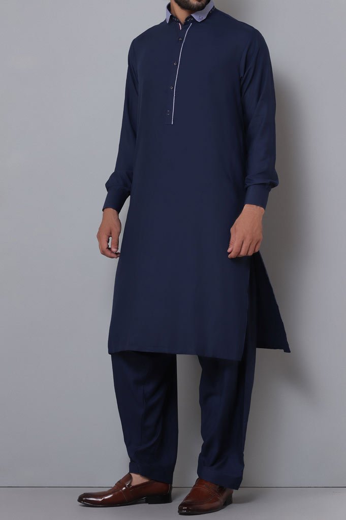 Formal Shalwar Suit for Man SKU: EG2744-N-Blue - Diners