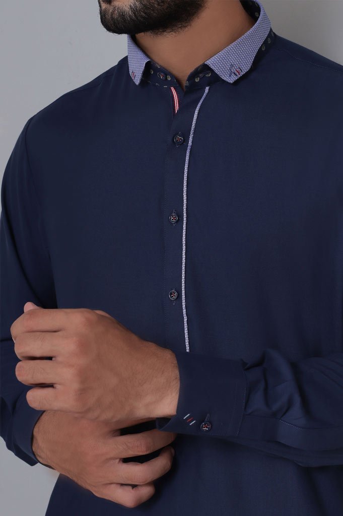 Formal Shalwar Suit for Man SKU: EG2744-N-Blue - Diners
