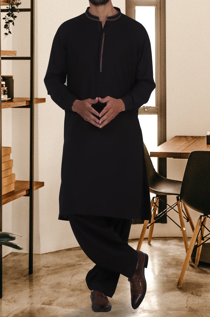 Formal Shalwar Suit for Men SKU: EG2755-Black - Diners