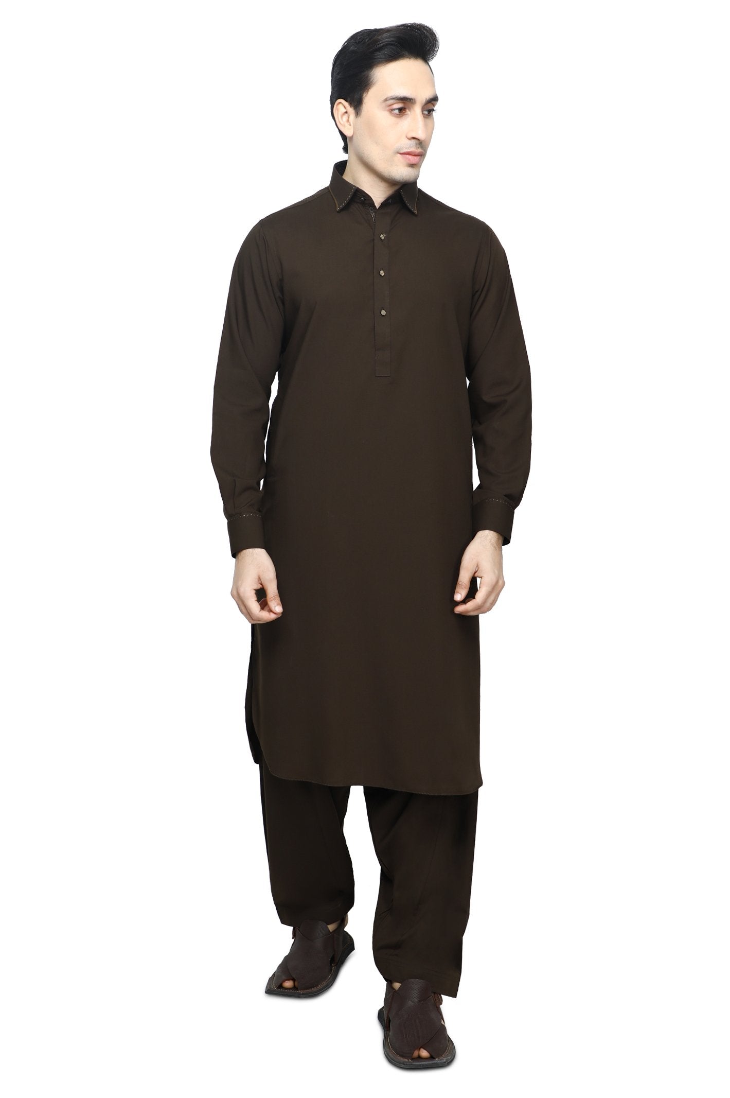Formal Shalwar Suit for Men SKU: EG2756-BROWN - Diners