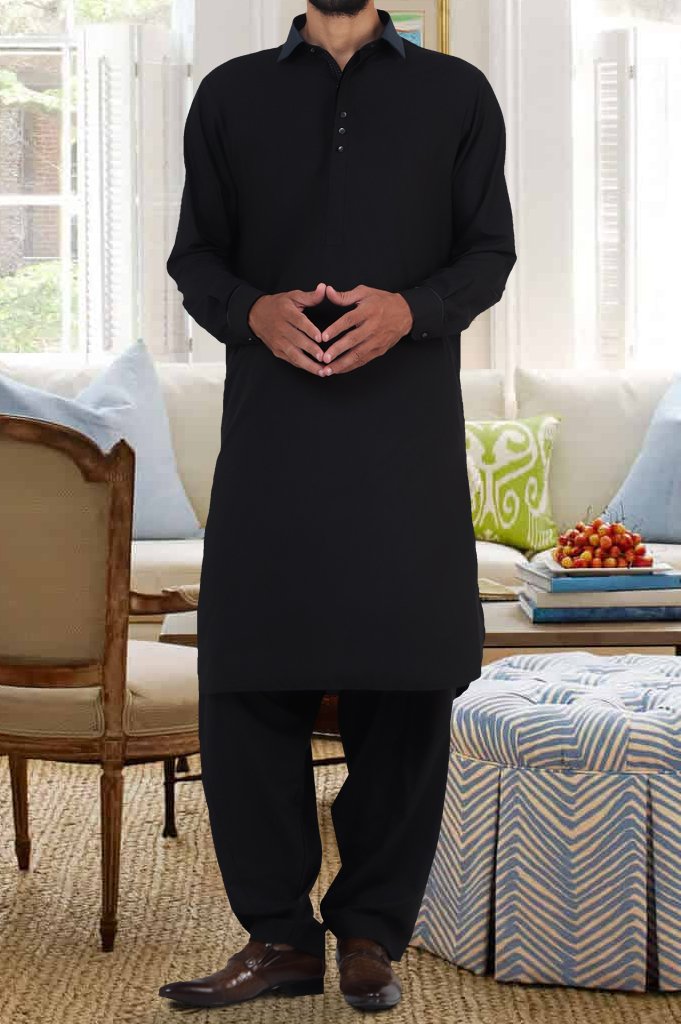 Formal Shalwar Suit for Men SKU: EG2769-Black - Diners