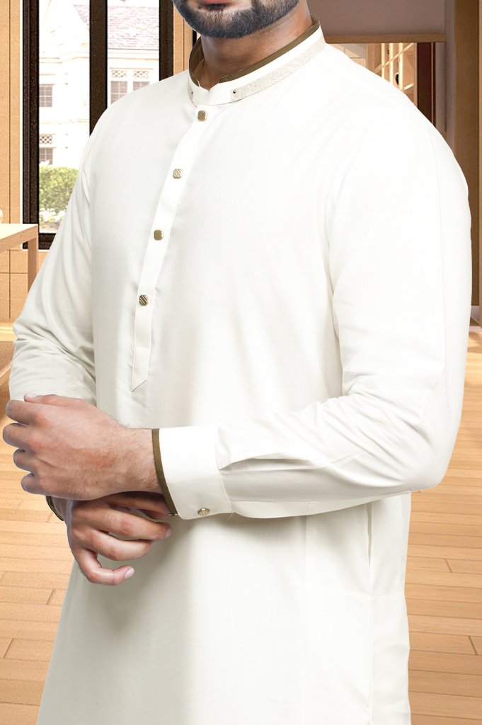 Formal Shalwar Suit for Man EG2793-Offwhite - Diners
