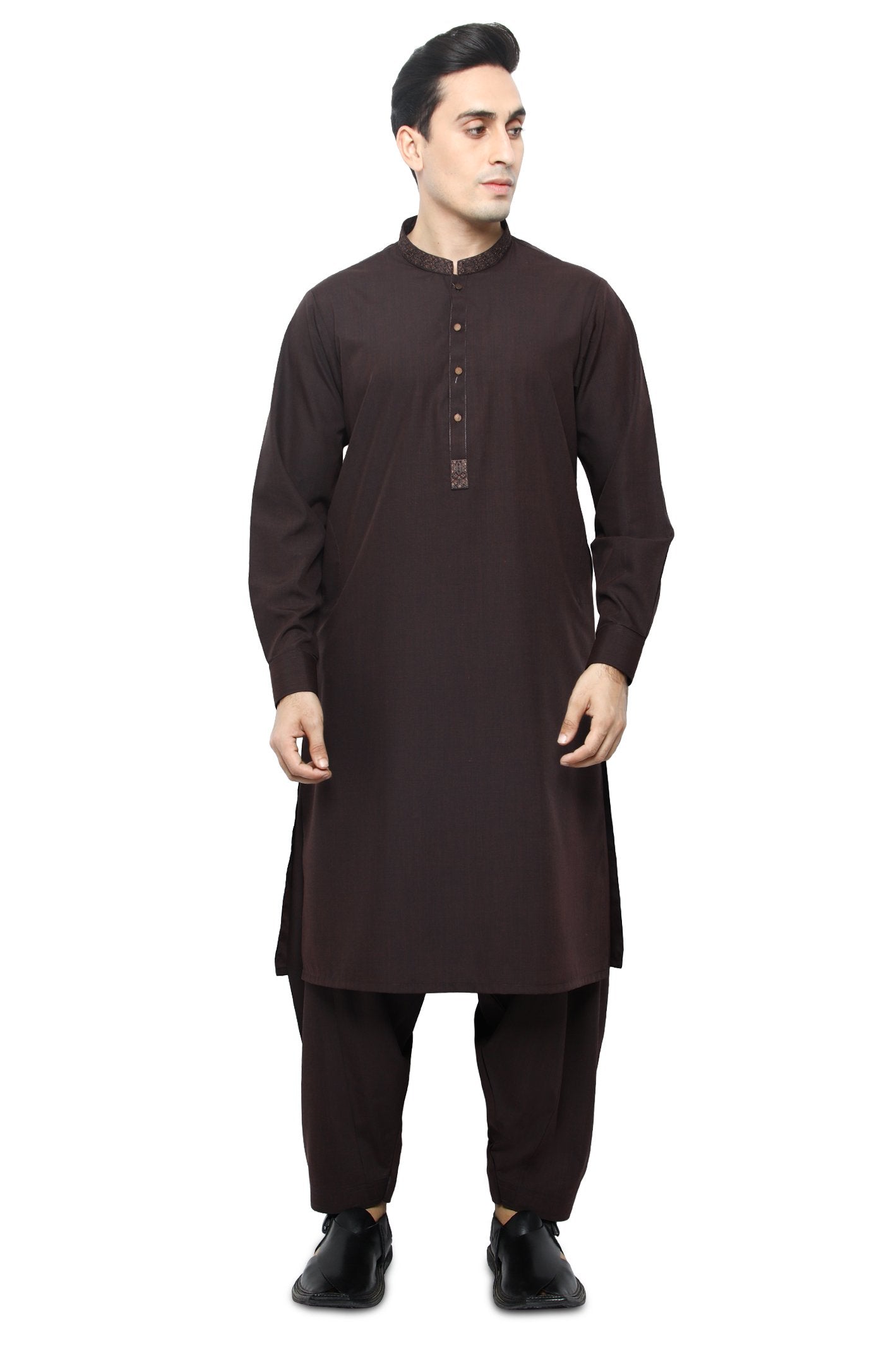 Formal Shalwar Suit for Men SKU: EG2840-C-BROWN - Diners