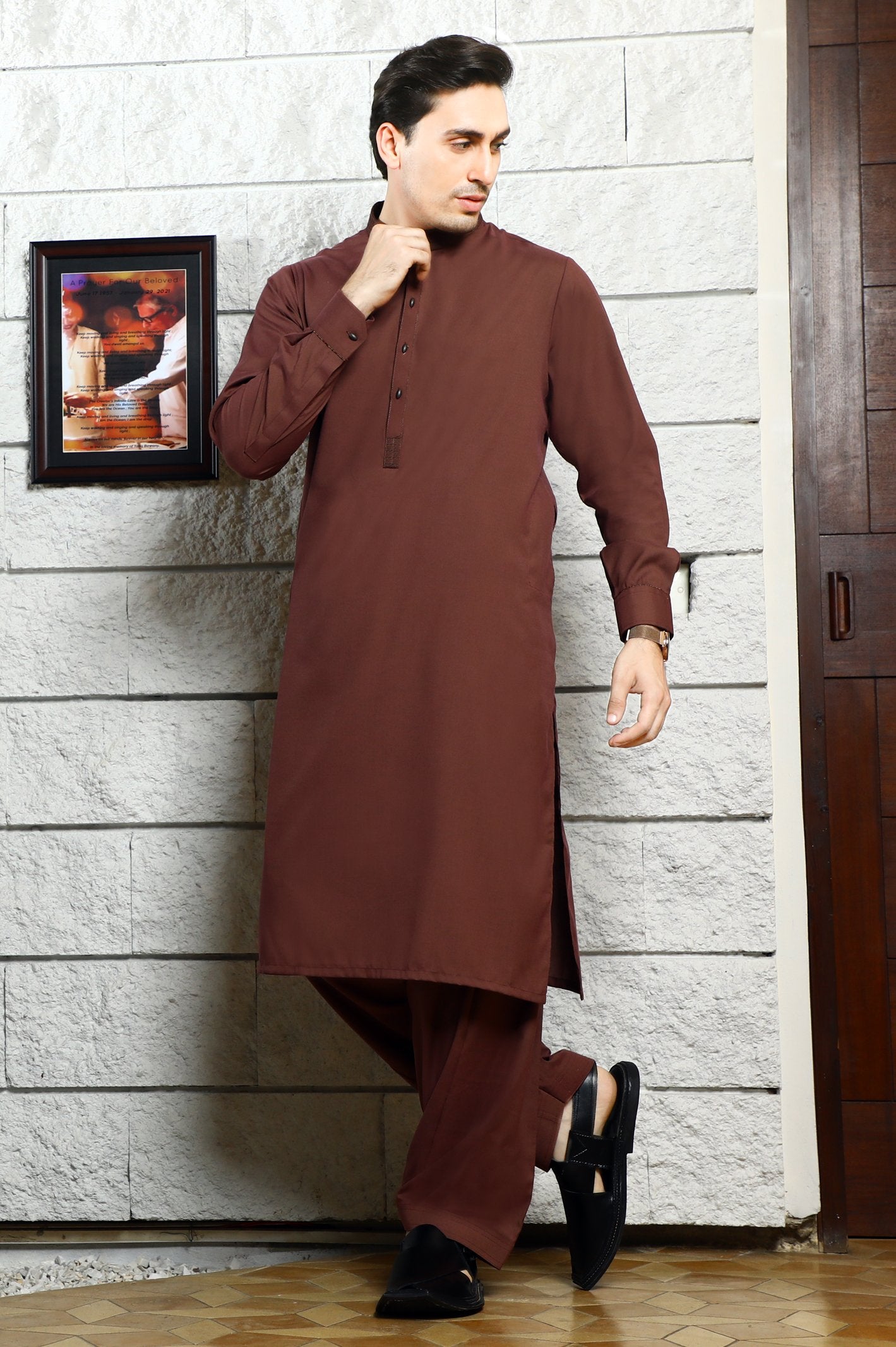 Formal Shalwar Suit for Men SKU: EG2876-RUST - Diners