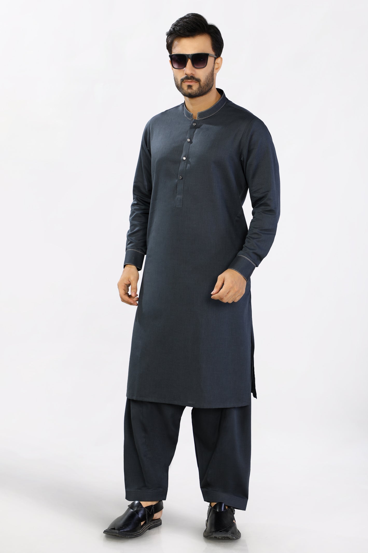 Dark Grey Wash & Wear Shalwar Kameez
