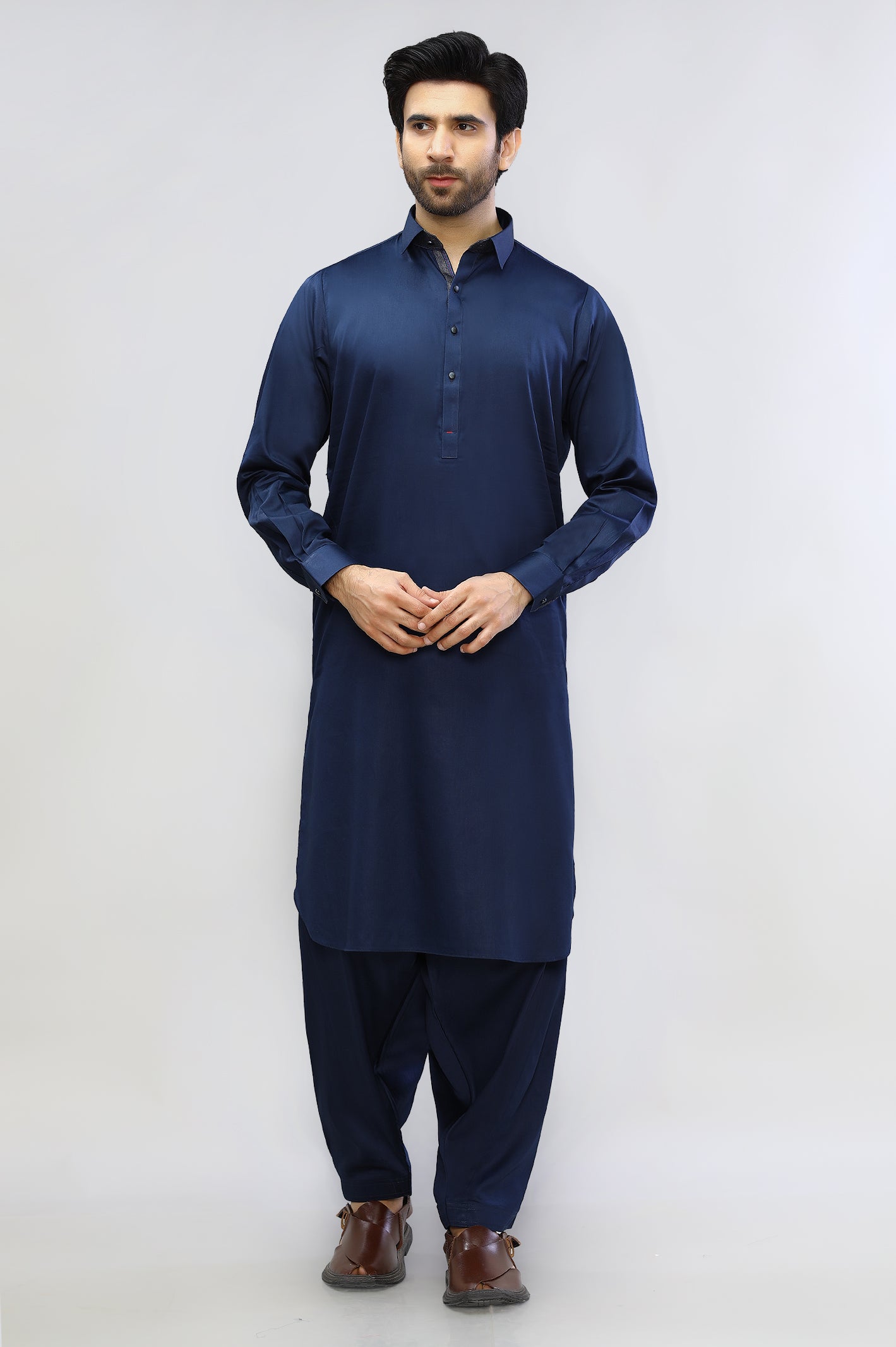 Navy Blue Wash & Wear Shalwar Kameez - Diners