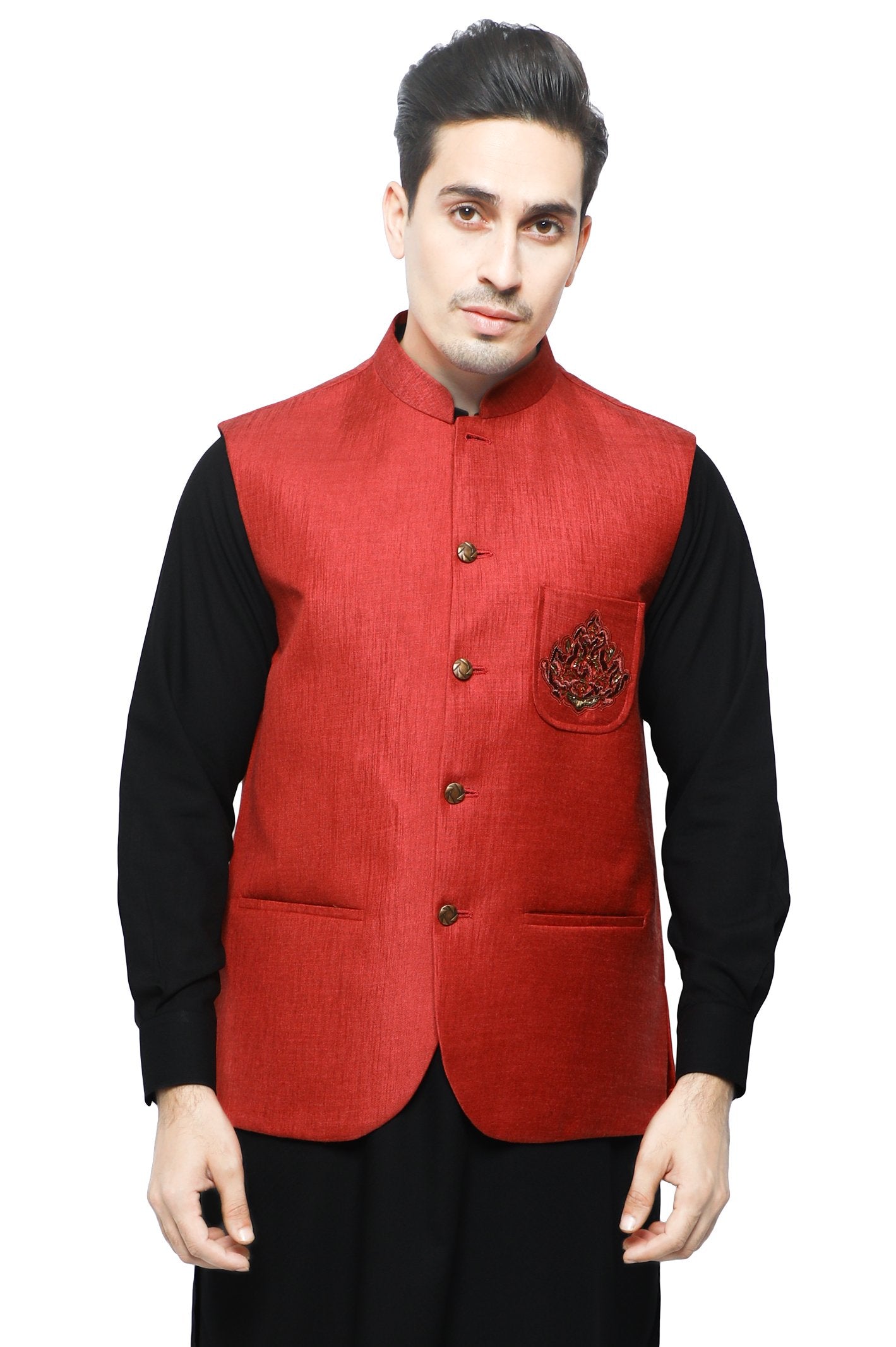 Waist coat For Men-GA3390-D-PINK