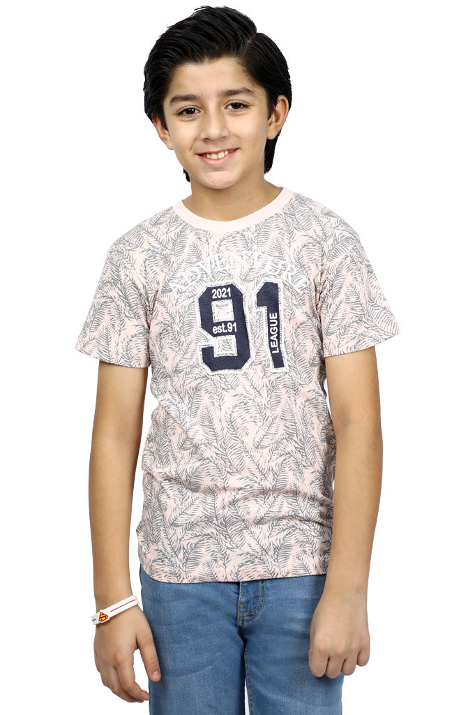 Boys T-Shirt In Peach KBA-0231-Peach - Diners