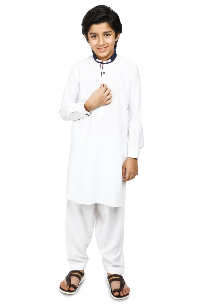 Boys Kurta Shalwar In White SKU: KBH-0056 - Diners