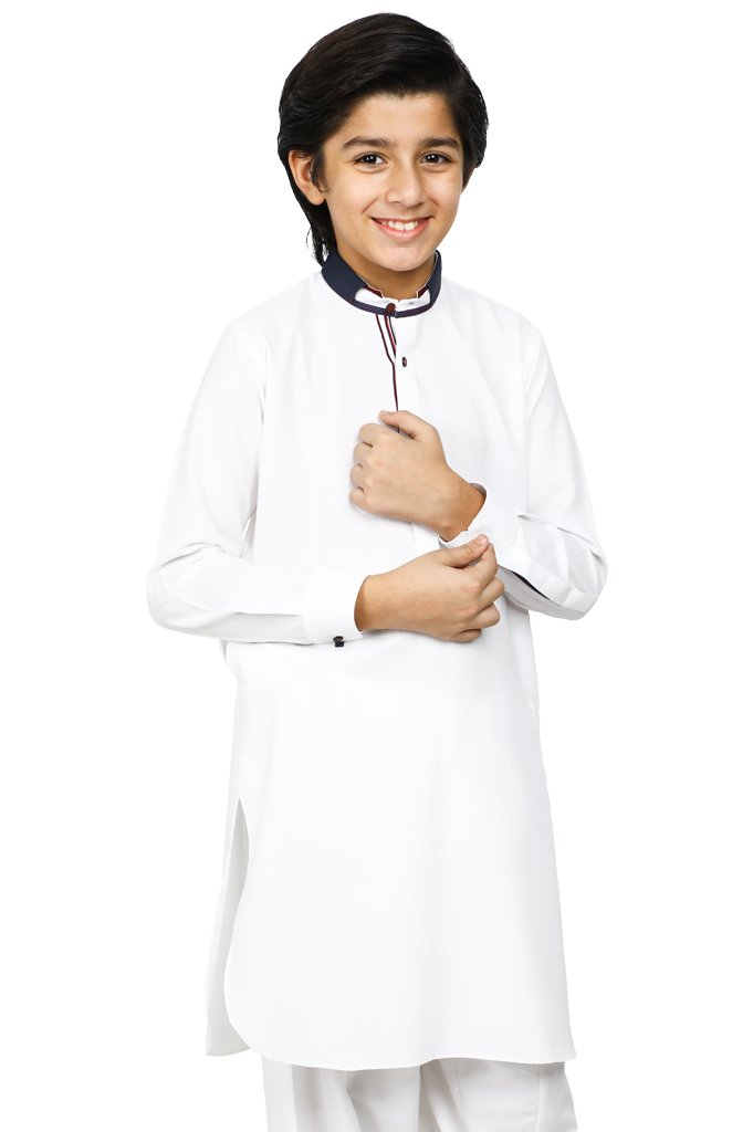 Boys Kurta Shalwar In White SKU: KBH-0056 - Diners