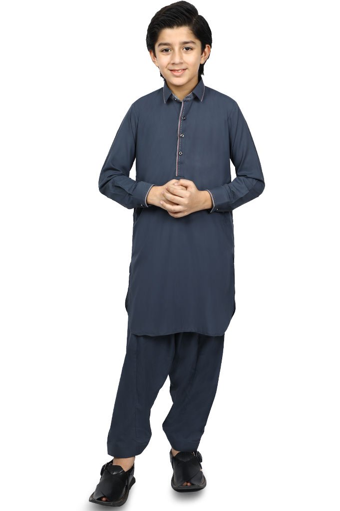 Boys Kurta Shalwar In Grey SKU: KBH-0059-GREY - Diners