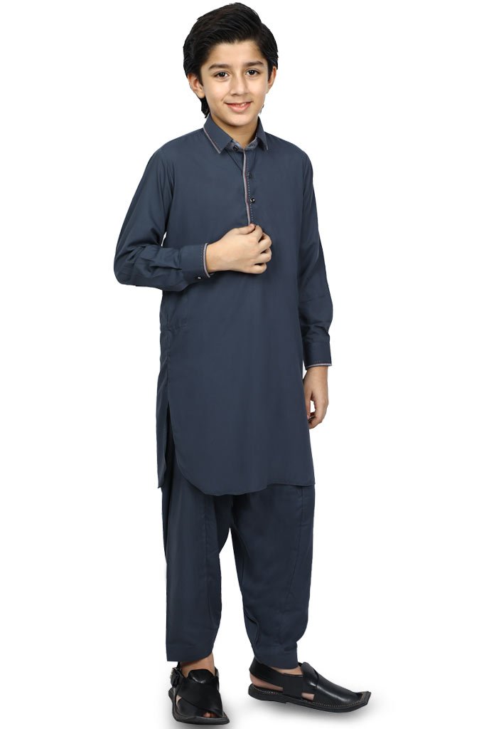 Boys Kurta Shalwar In Grey SKU: KBH-0059-GREY - Diners