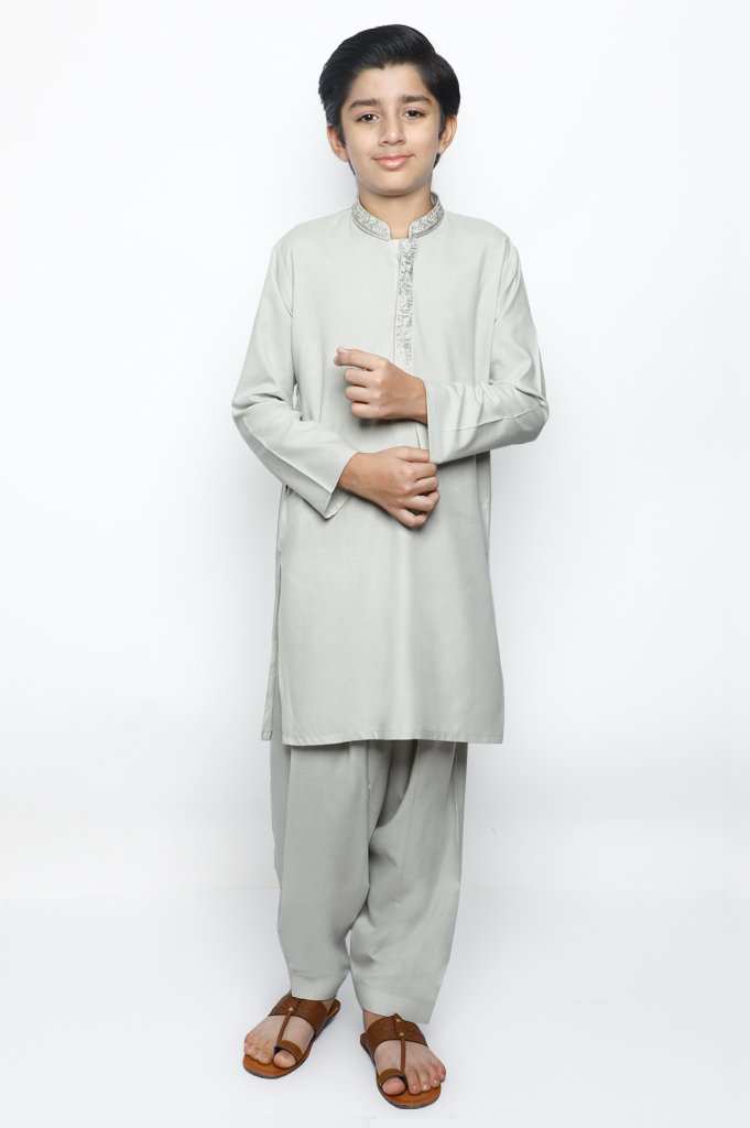 Boys Shalwar Suit In L-Green SKU: KBH-0066-L-Green - Diners