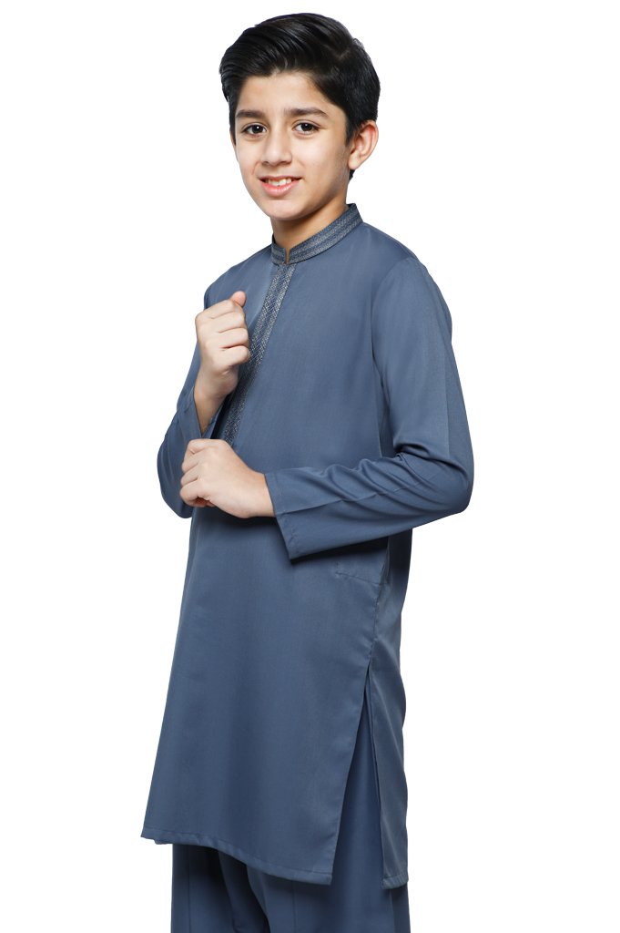 Boys Kurta Shalwar In Blue SKU: KBH-0067-BLUE - Diners