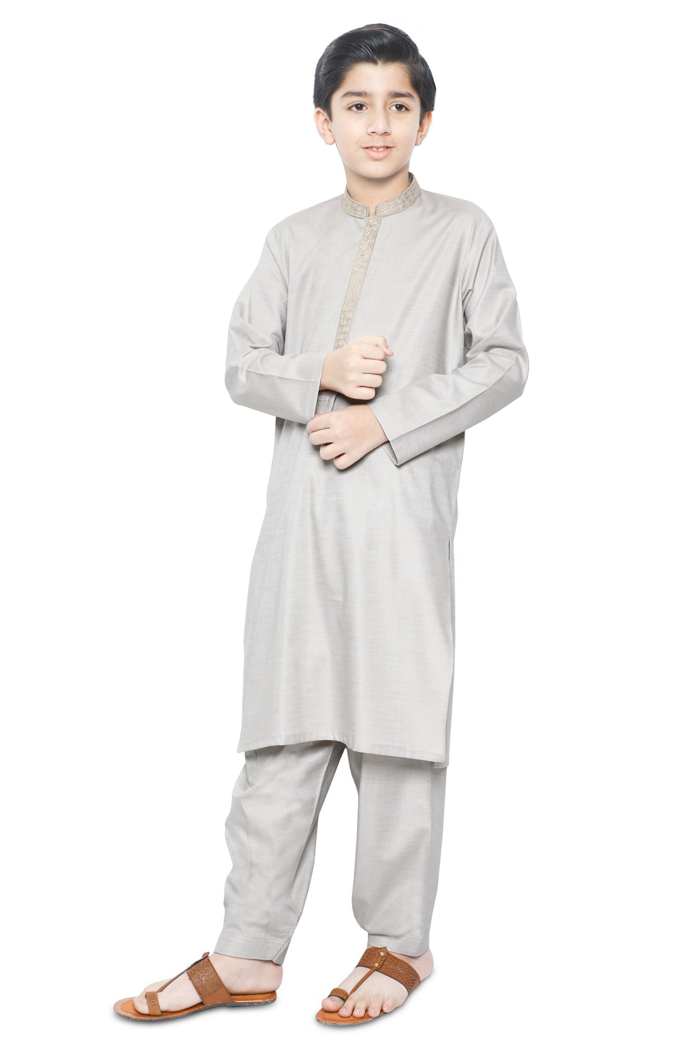 Boys Kurta Shalwar In Fawn SKU: KBH-0072-FAWN - Diners