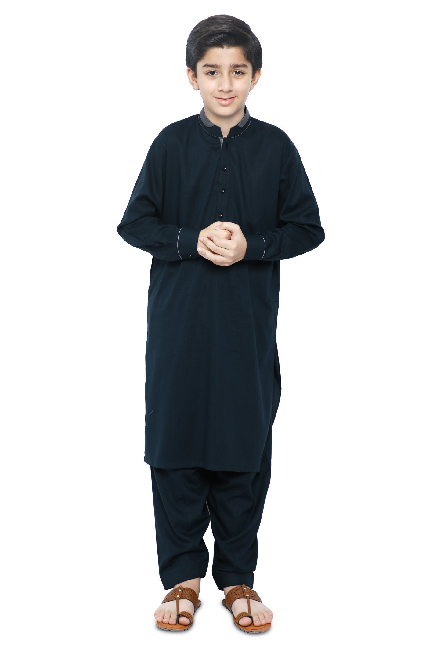 Boys Kurta Shalwar In D-Green SKU: KBH-0074-D-GREEN - Diners