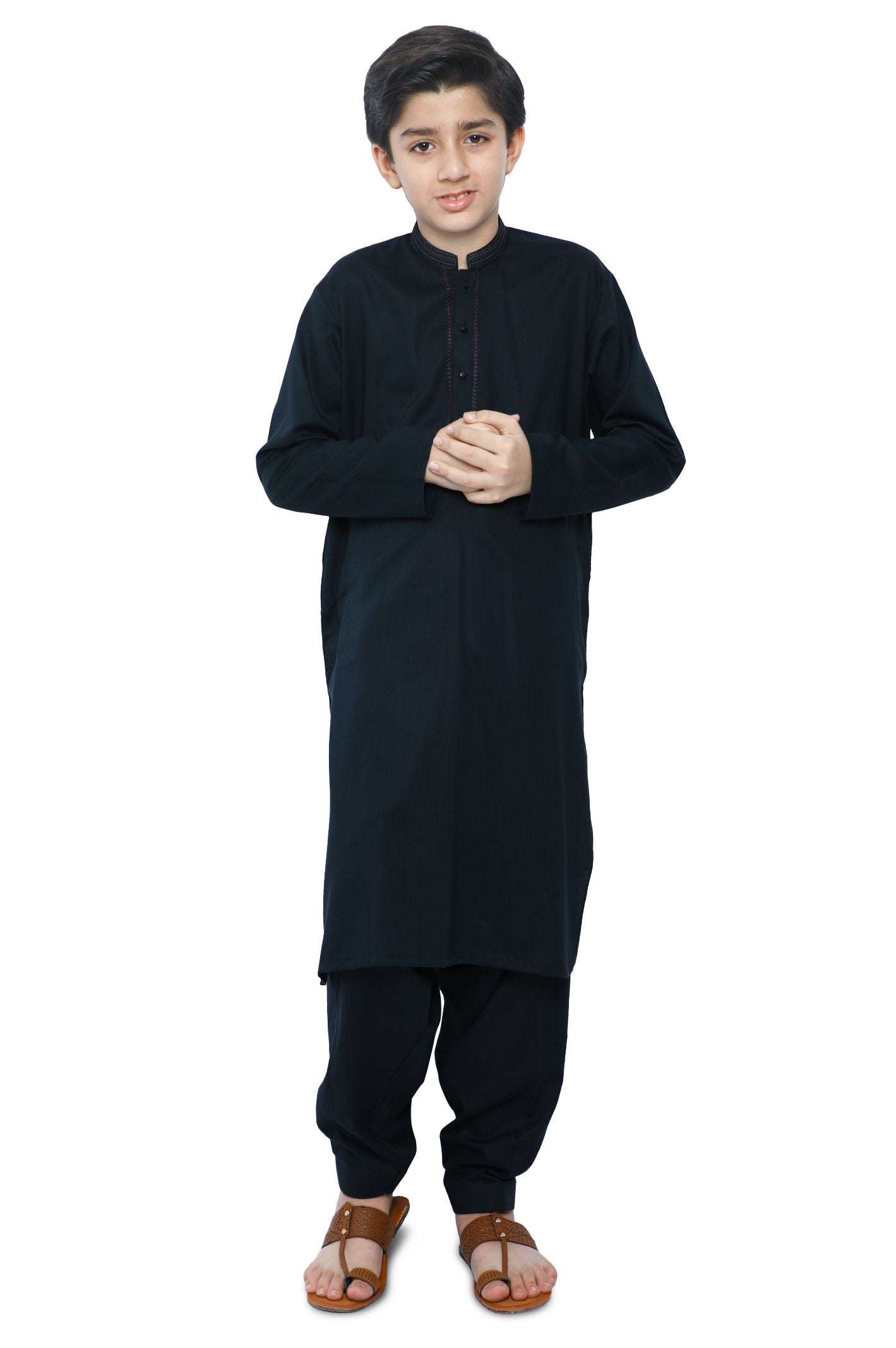 Boys Kurta Shalwar In D-Green SKU: KBH-0077-D-GREEN - Diners