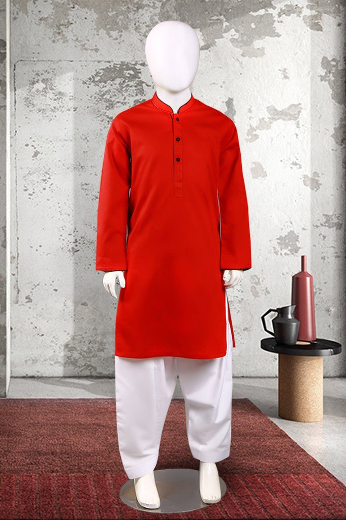 Boys Kurta Shalwar In Red - Diners