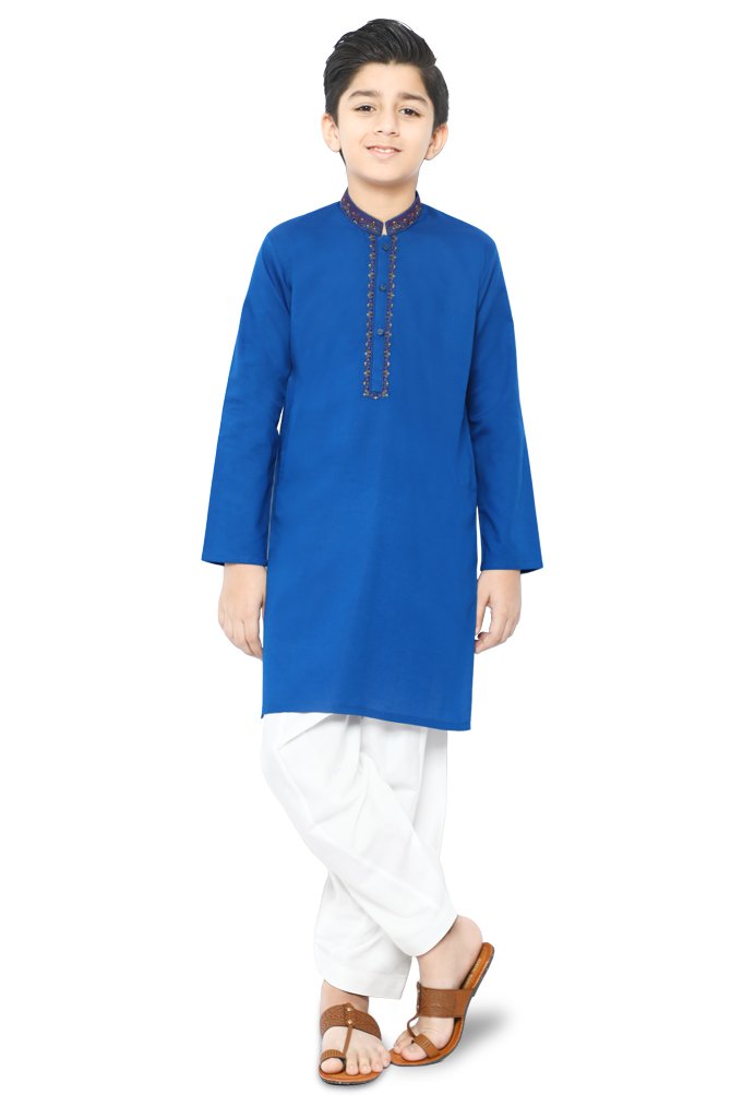 Boys Kurta Shalwar In Royal Blue SKU: KBKS-0055-Royal Blue - Diners