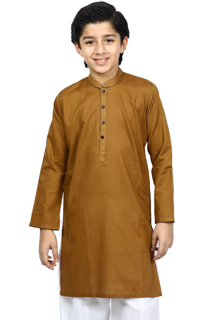 Boys Kurta Shalwar In Brown SKU: KBKS-0059 - Diners