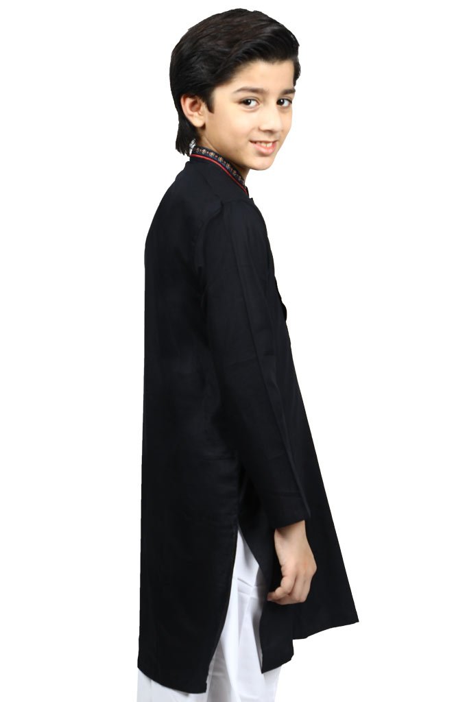 Boys Kurta Shalwar In Black SKU: KBKS-0061-Black - Diners