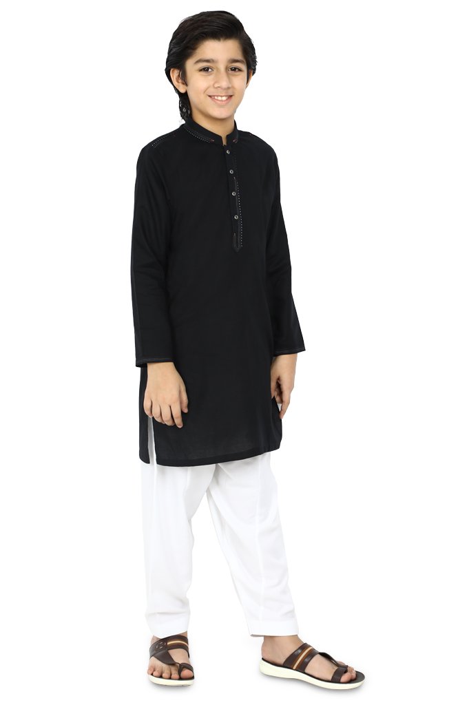 Boys Kurta Shalwar In Black SKU: KBKS-0063 - Diners