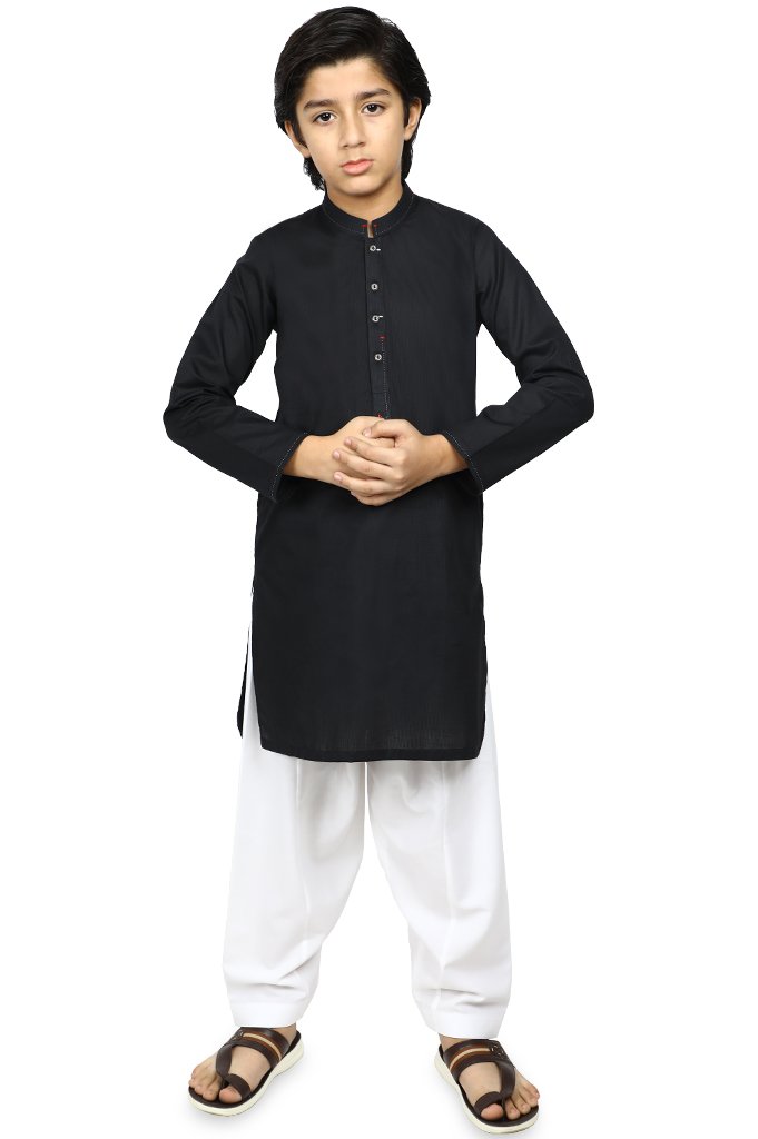 Boys Kurta Shalwar In Black SKU: KBKS-0067 - Diners